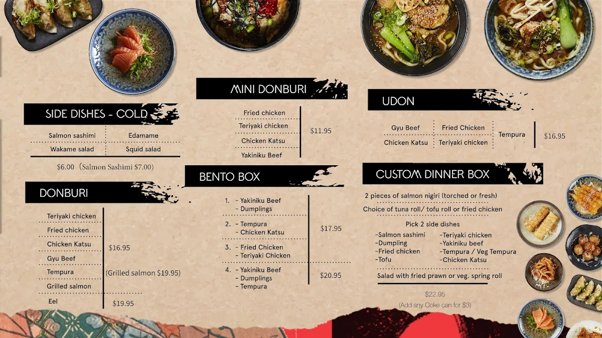 Menu, Bento Kings Meadows
