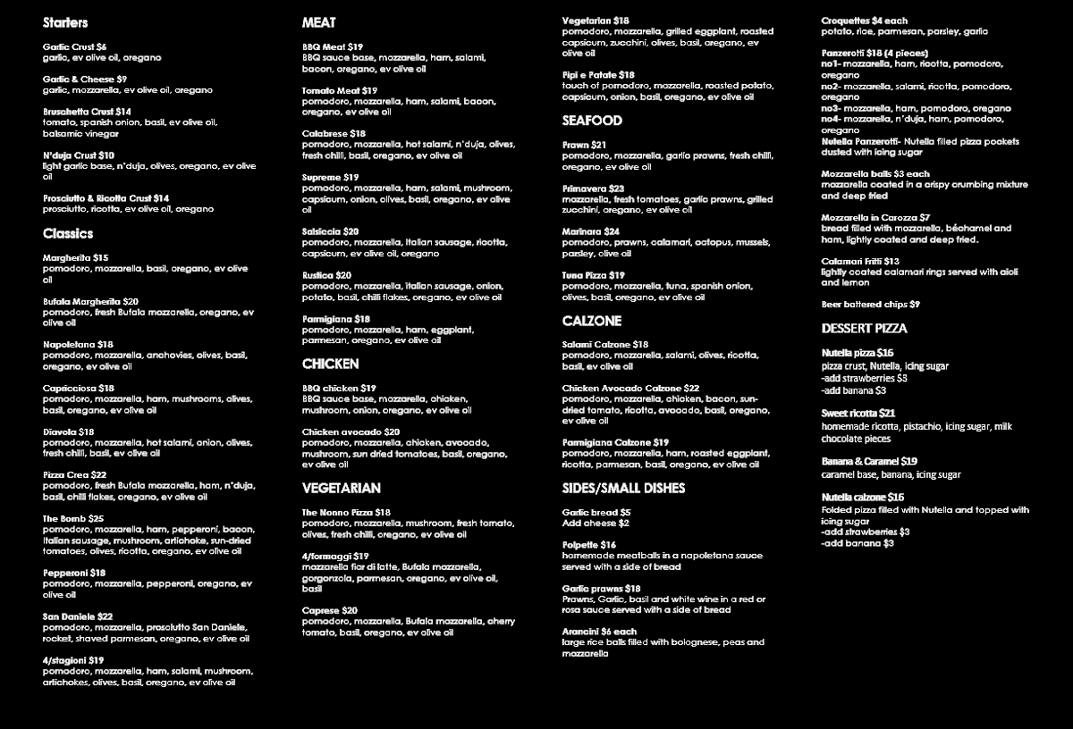 Menu, CREA