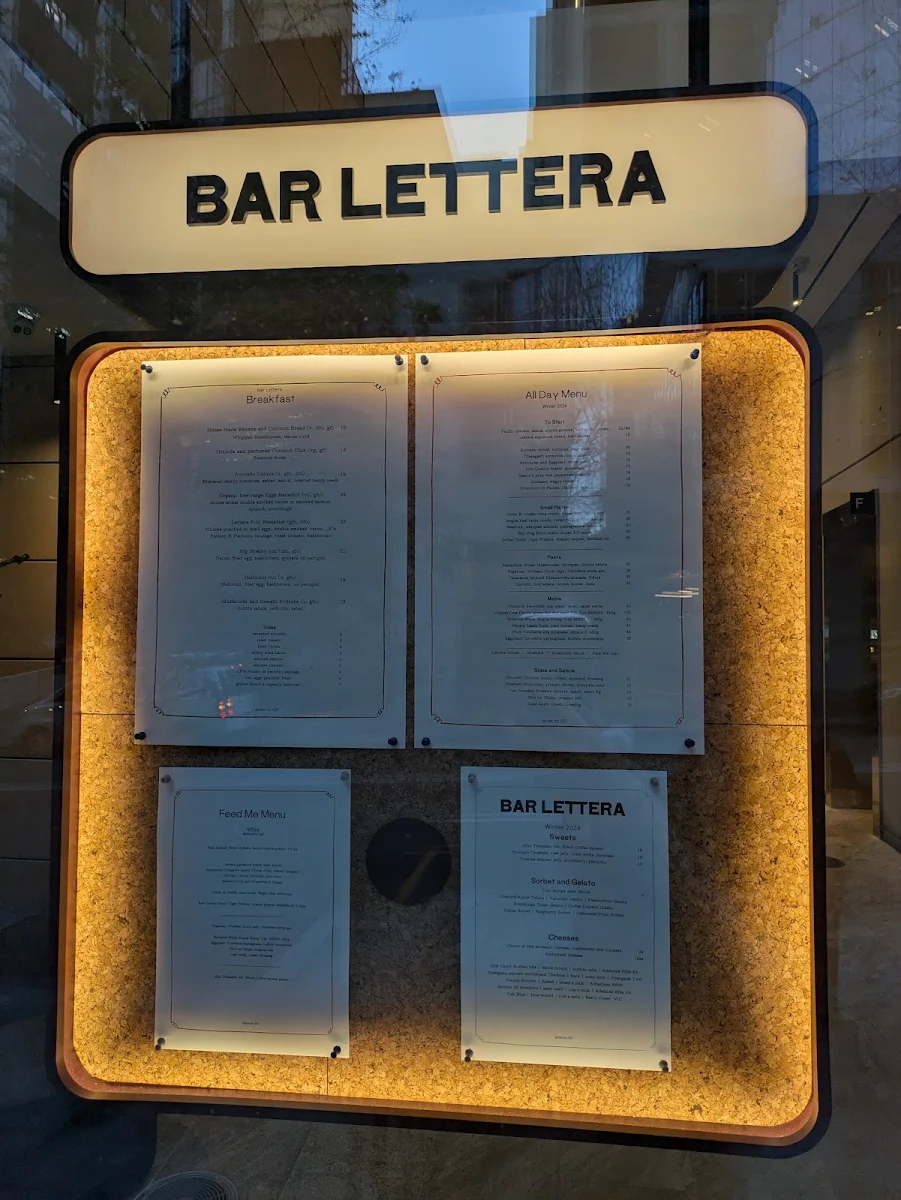 Menu, Bar Lettera