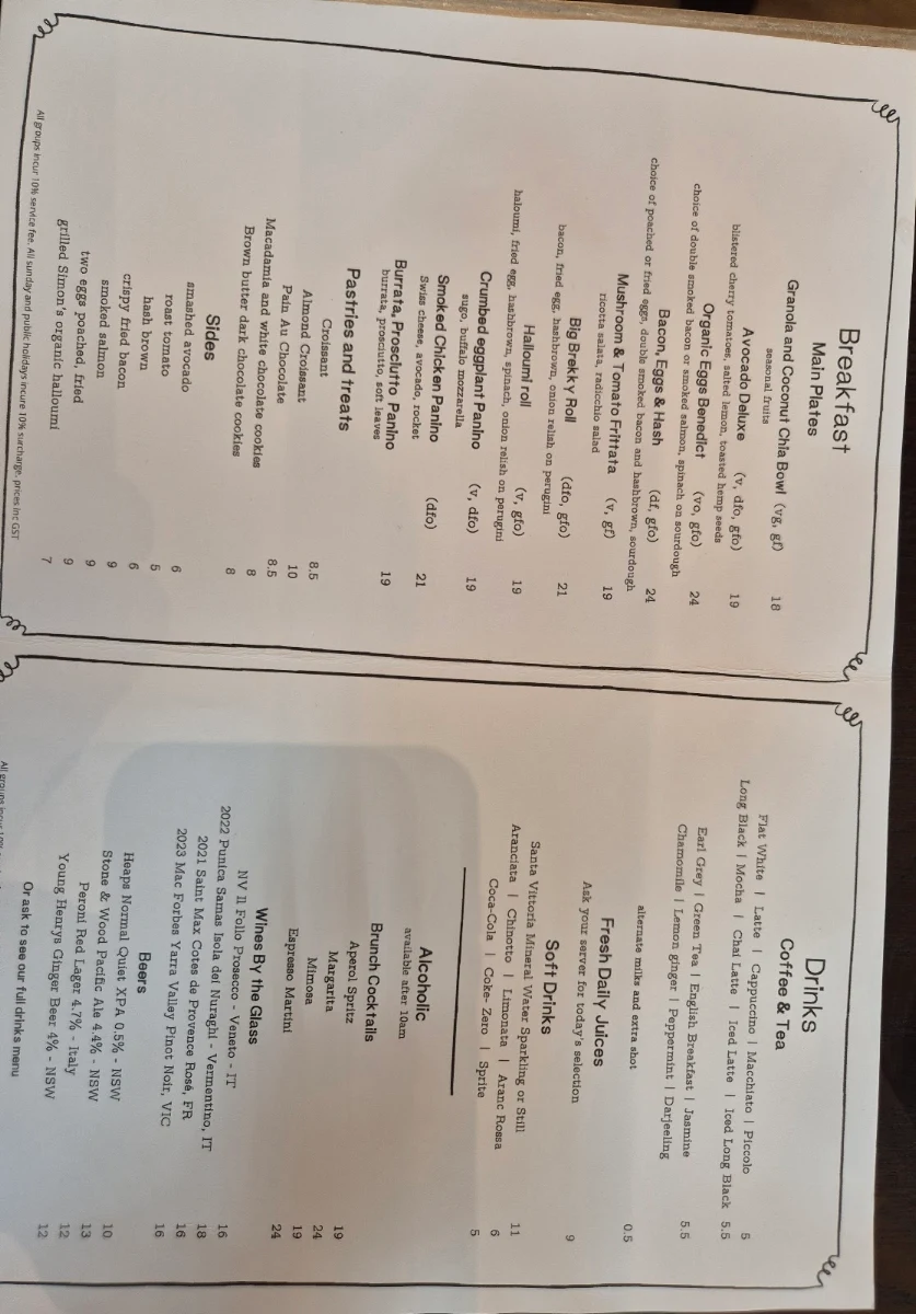 Menu, Bar Lettera