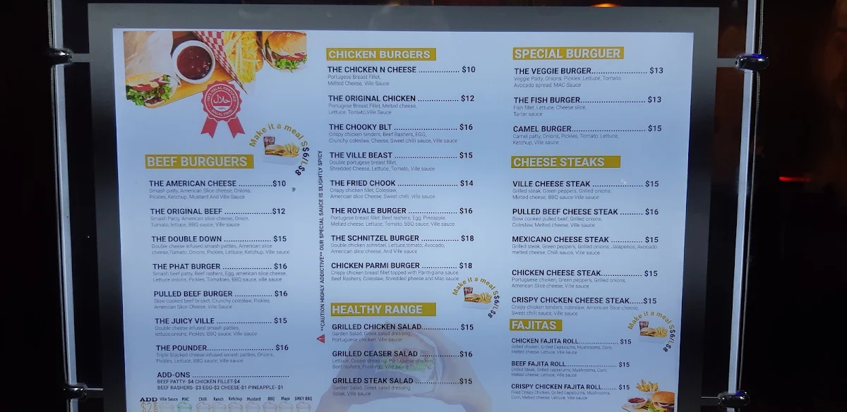 Menu, Cheeseville