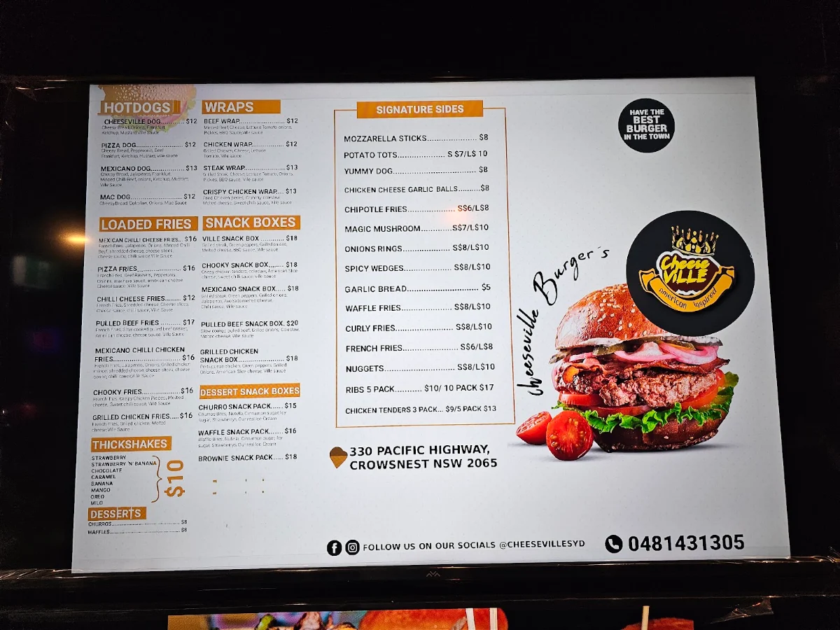 Menu, Cheeseville