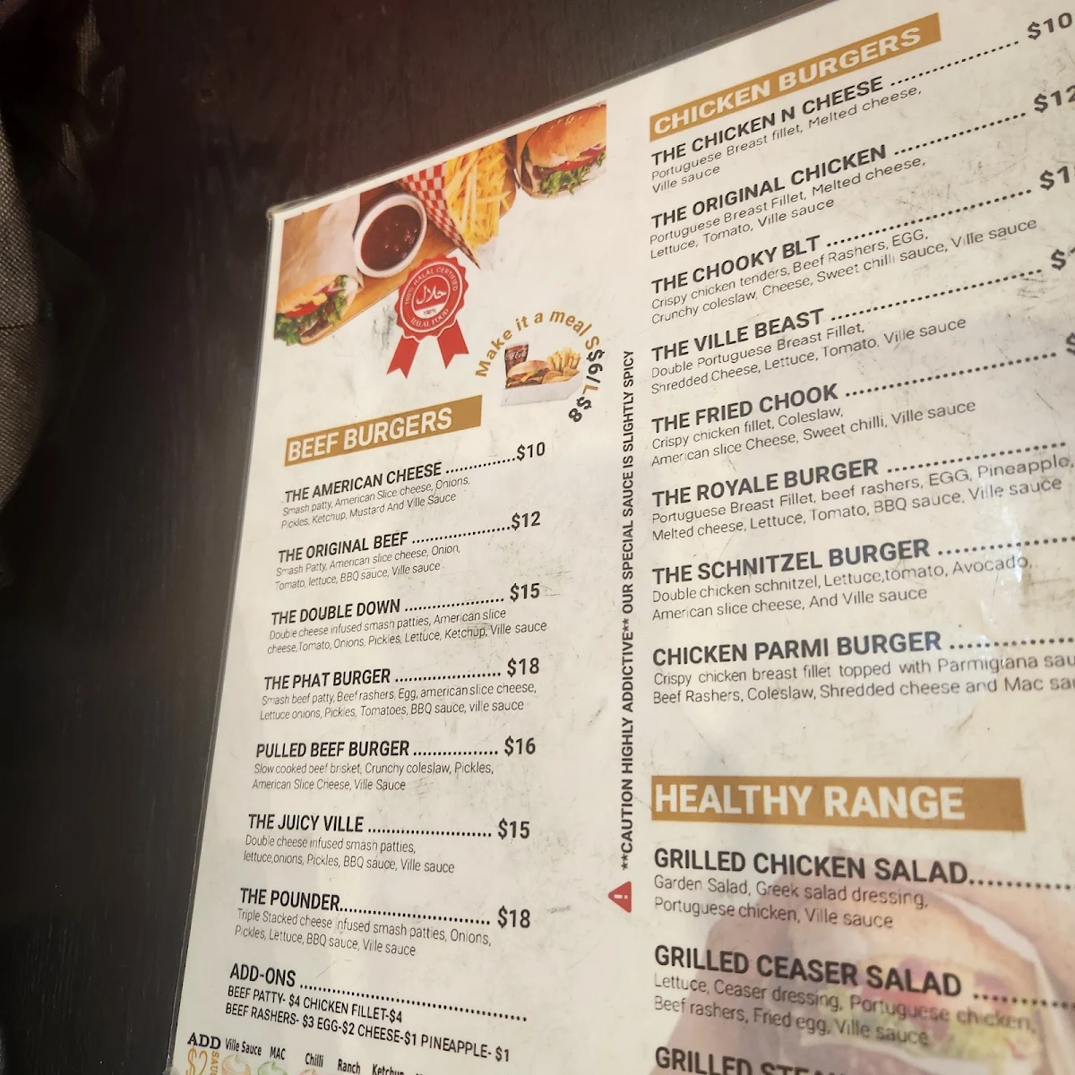 Menu, Cheeseville
