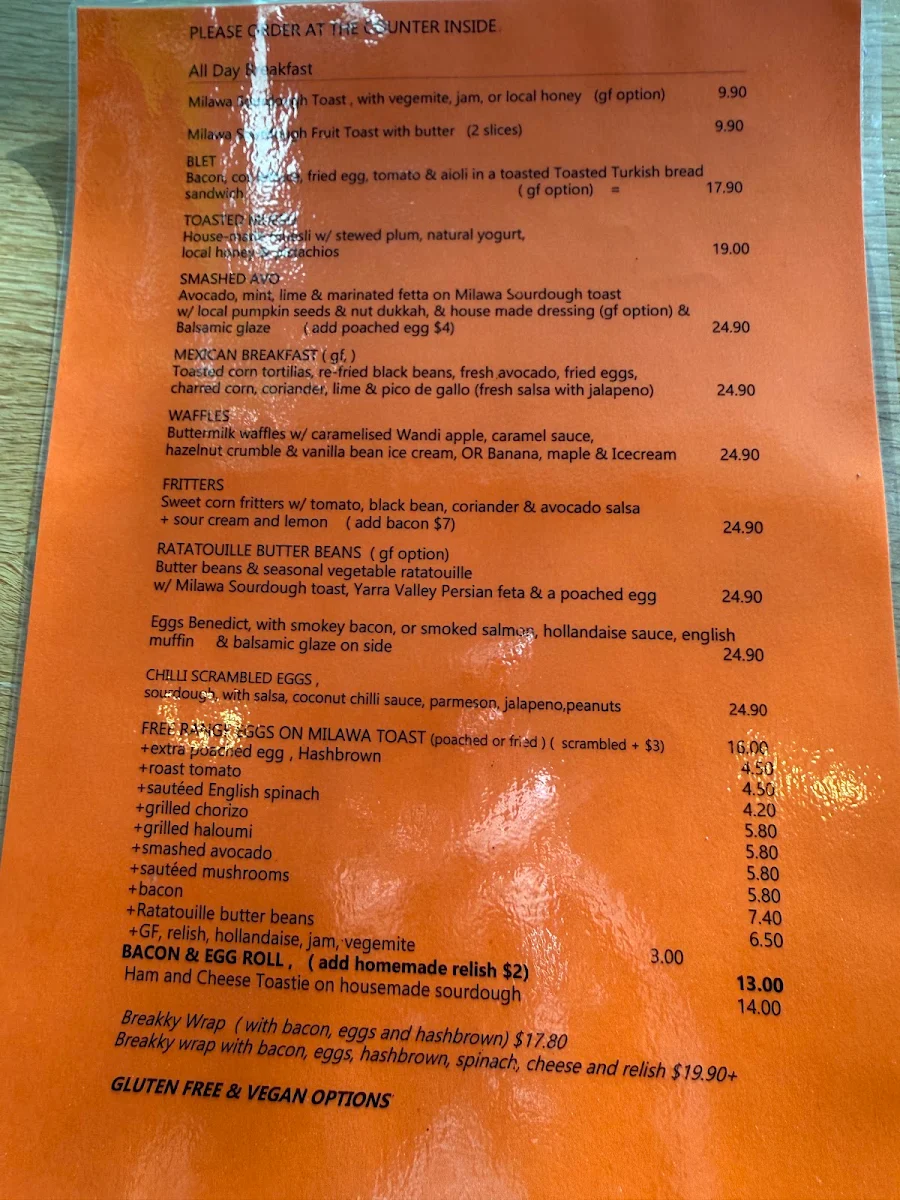 Menu, Cherry Walk Cafe