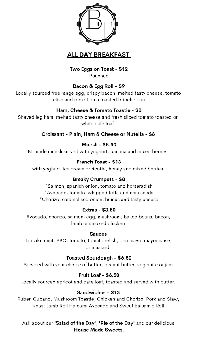 Menu, Black Tambourine