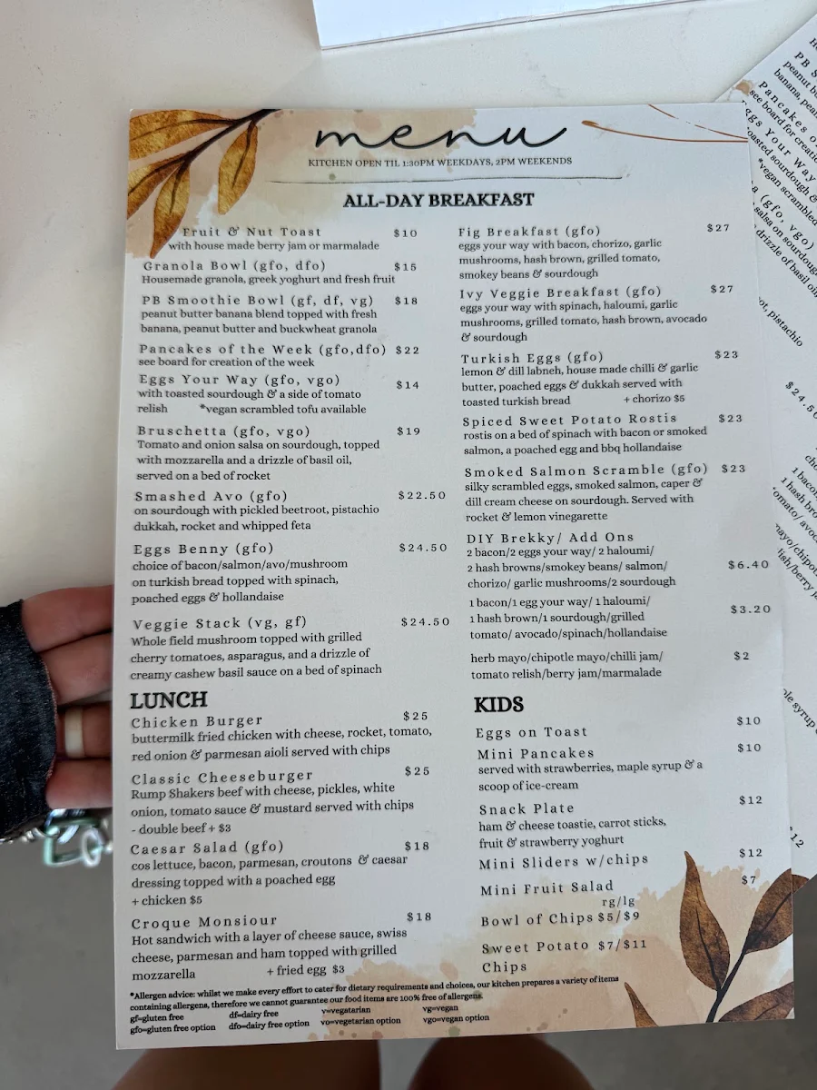Menu, Fig and Ivy