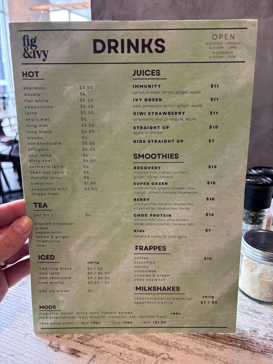 Menu, Fig and Ivy