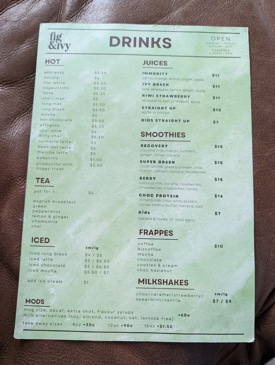 Menu, Fig and Ivy