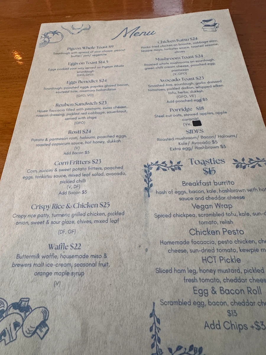 Menu, The Parcel Cafe