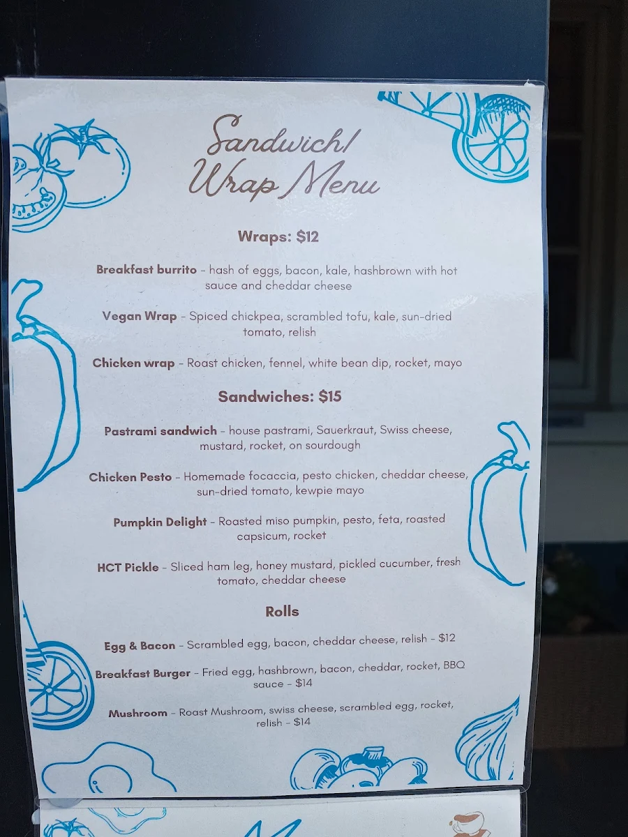 Menu, The Parcel Cafe