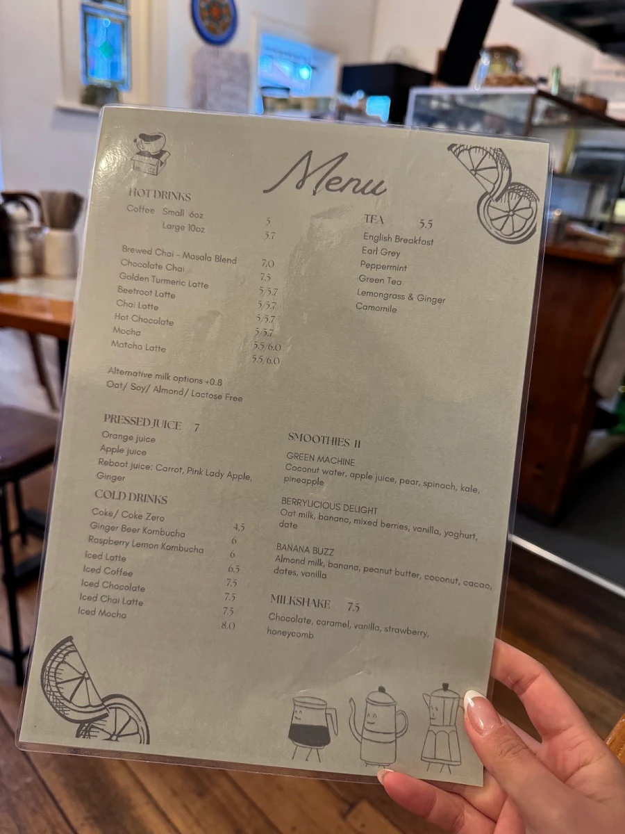 Menu, The Parcel Cafe