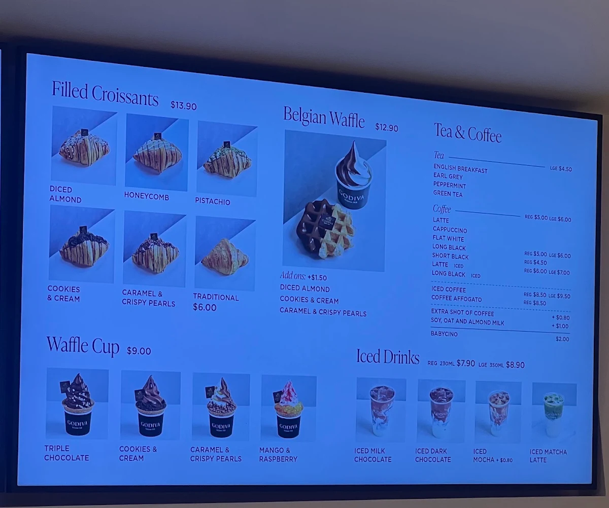 Menu, Godiva Swanston Street