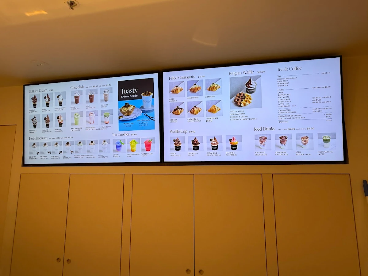 Menu, Godiva Swanston Street