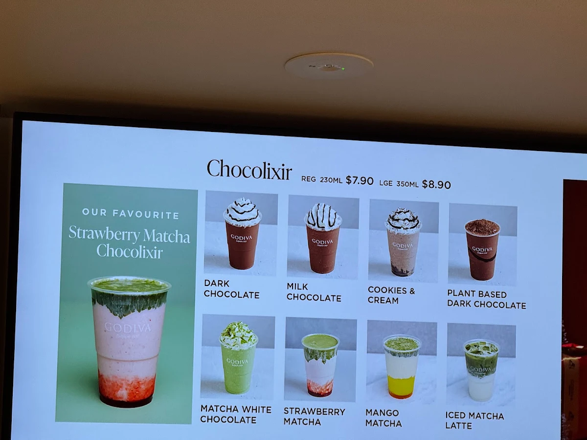 Menu, Godiva Swanston Street