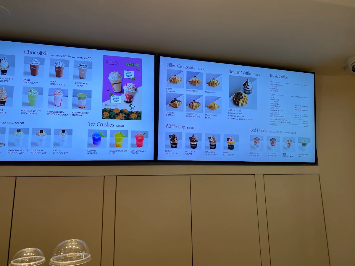 Menu, Godiva Swanston Street