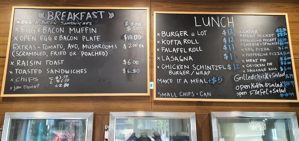 Menu, Nessy's Cafe