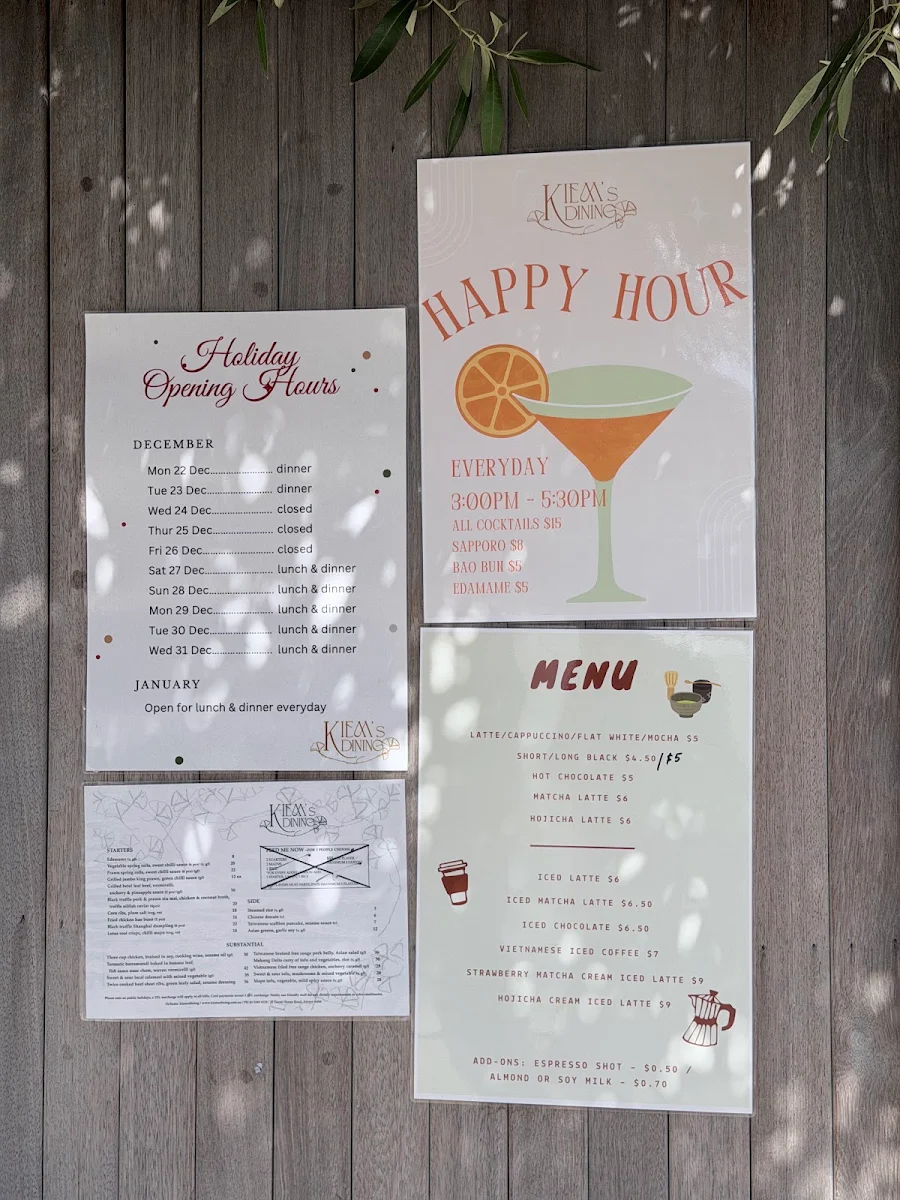 Menu, KIEM’s dining