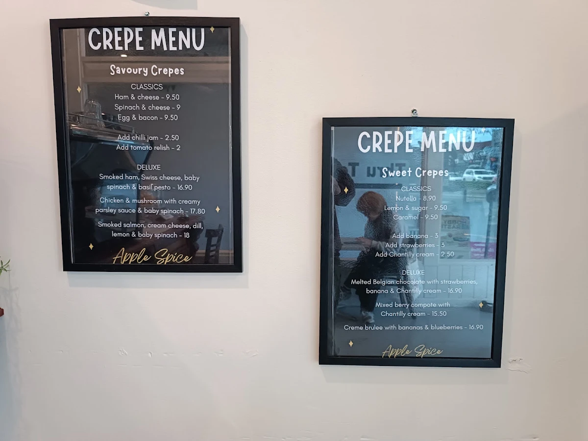 Menu, Apple Spice - Creperie, High Tea, Catering