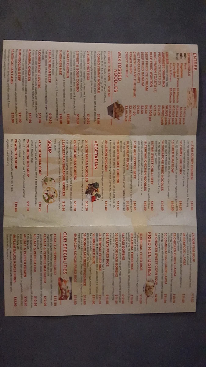 Menu, Star Noodles