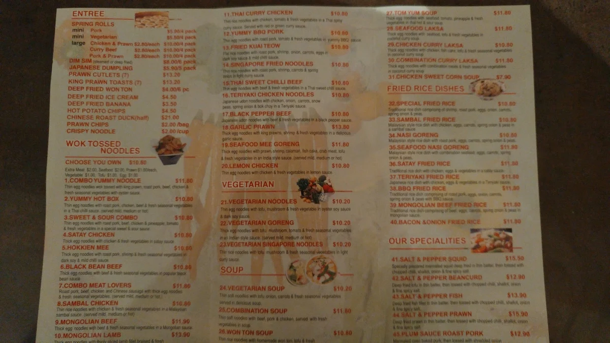 Menu, Star Noodles