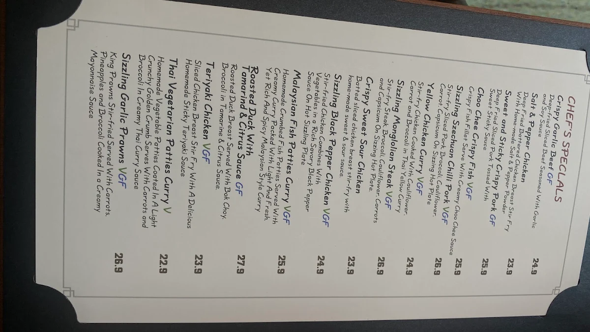 Menu, Buddha's Kitchen