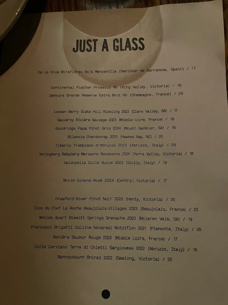 Menu, Embla