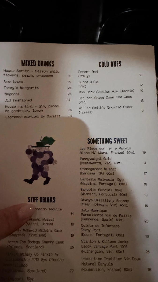 Menu, Embla