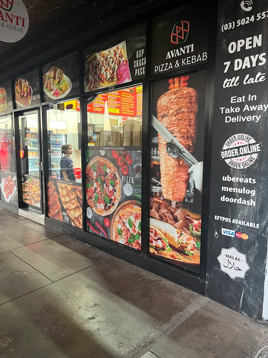 Menu, Avanti Pizza & Kebab