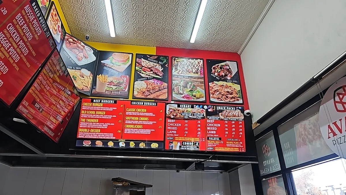 Menu, Avanti Pizza & Kebab