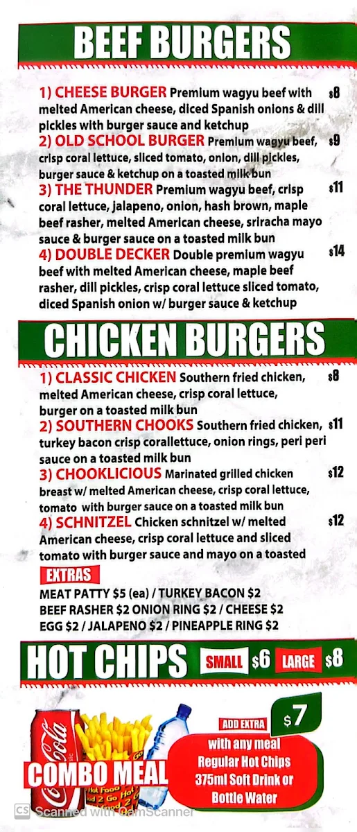 Menu, Avanti Pizza & Kebab