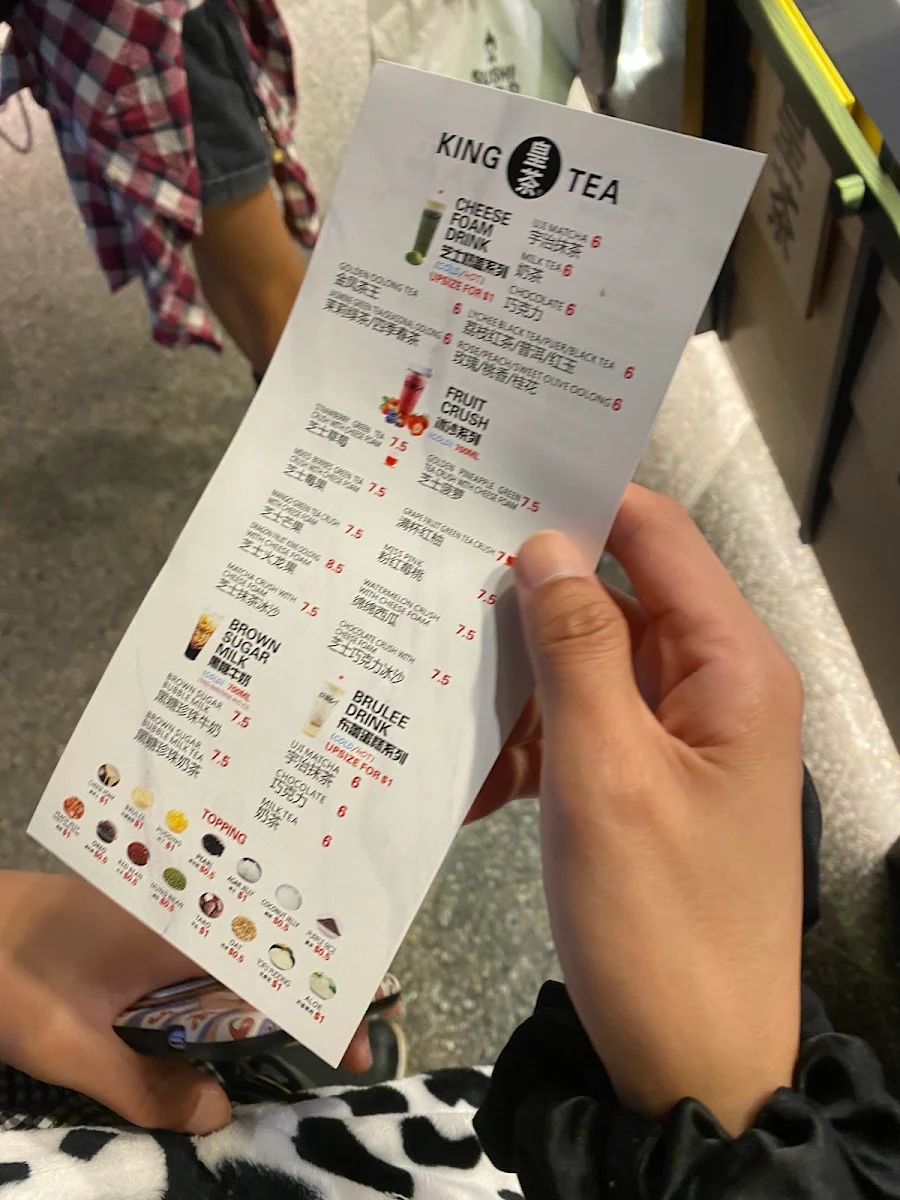 Menu, KING TEA 皇茶 (Hurstville)
