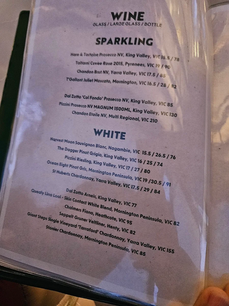 Menu, Yarra Botanica