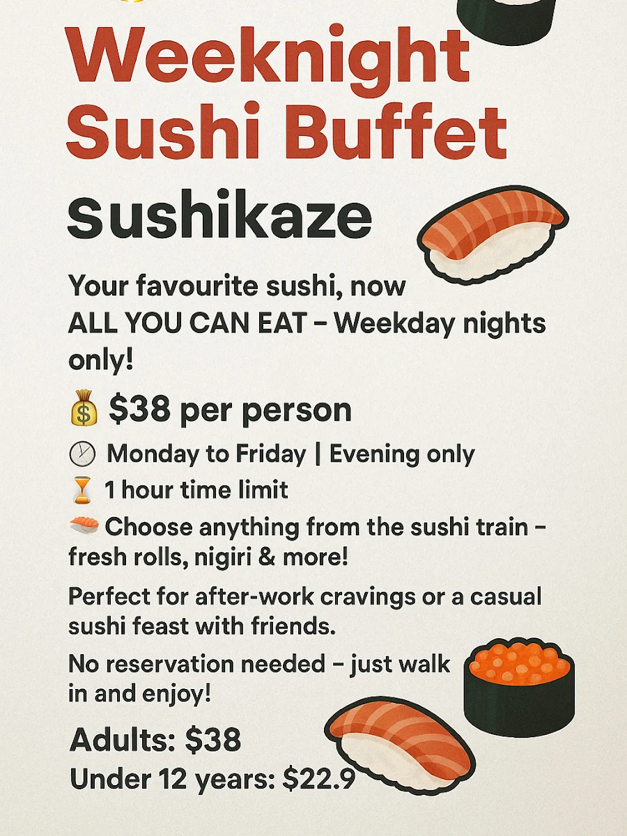 Menu, Sushi Kaze sushi train