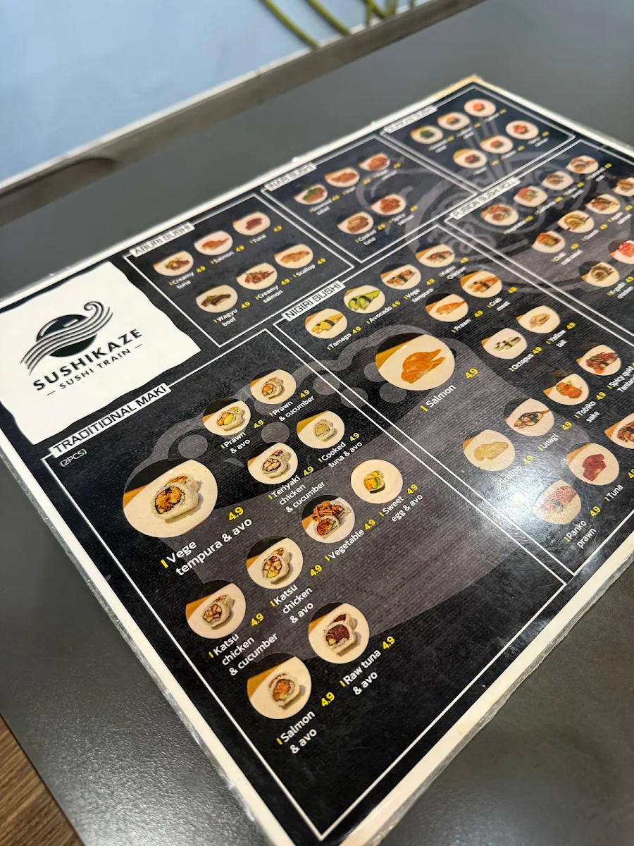 Menu, Sushi Kaze sushi train