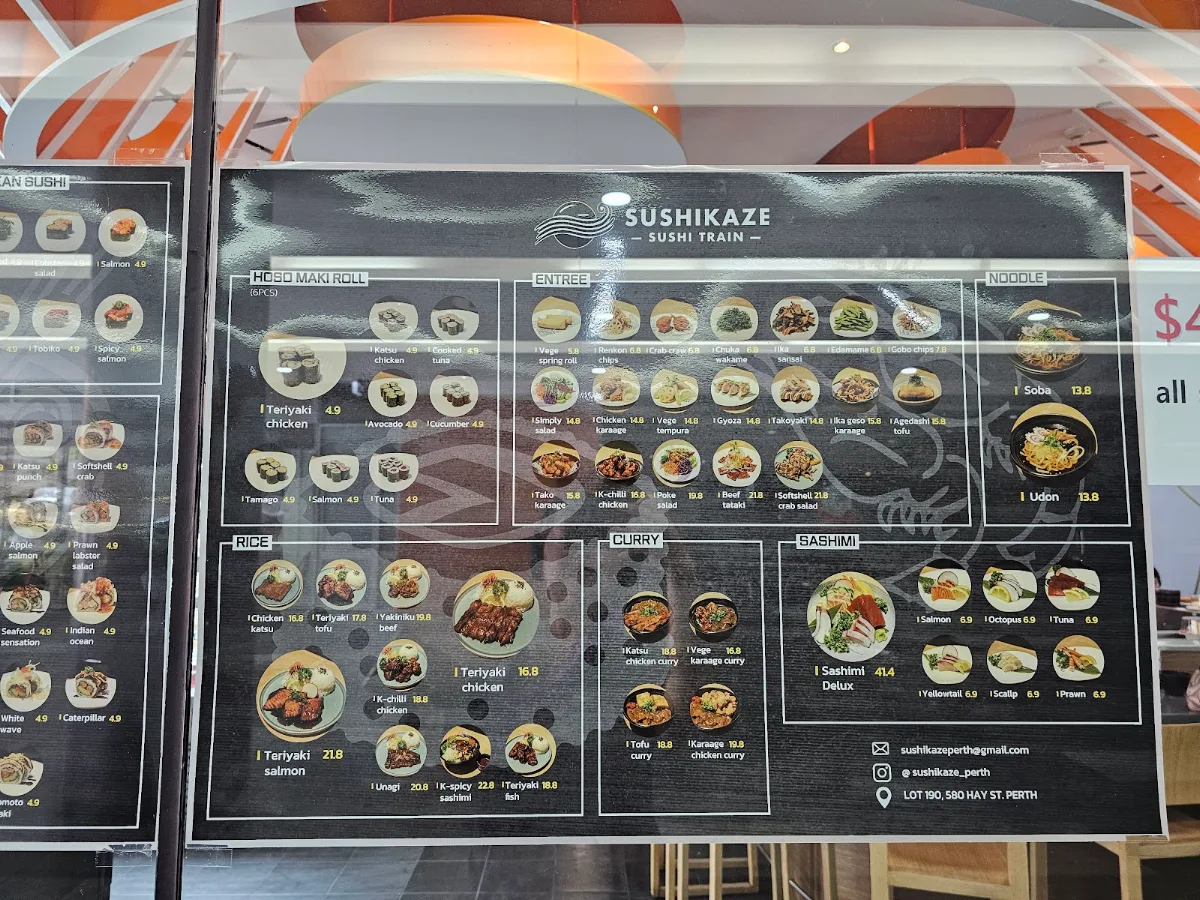 Menu, Sushi Kaze sushi train