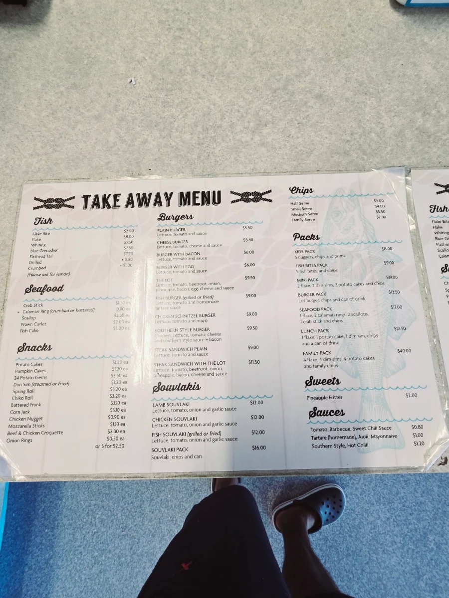 Menu, New Cod on the Block Fish and Chippery