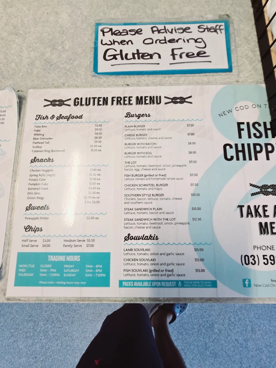 Menu, New Cod on the Block Fish and Chippery