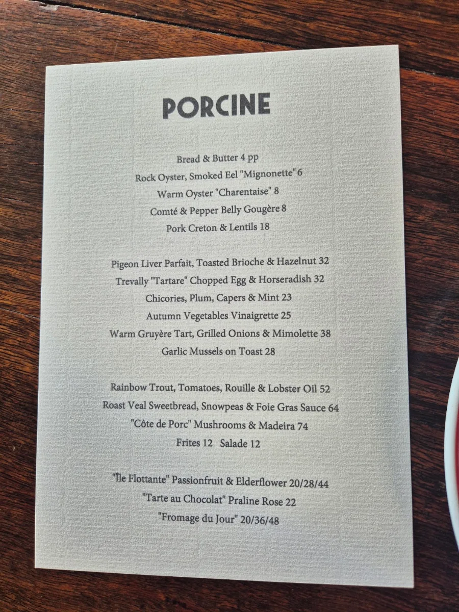 Menu, Porcine