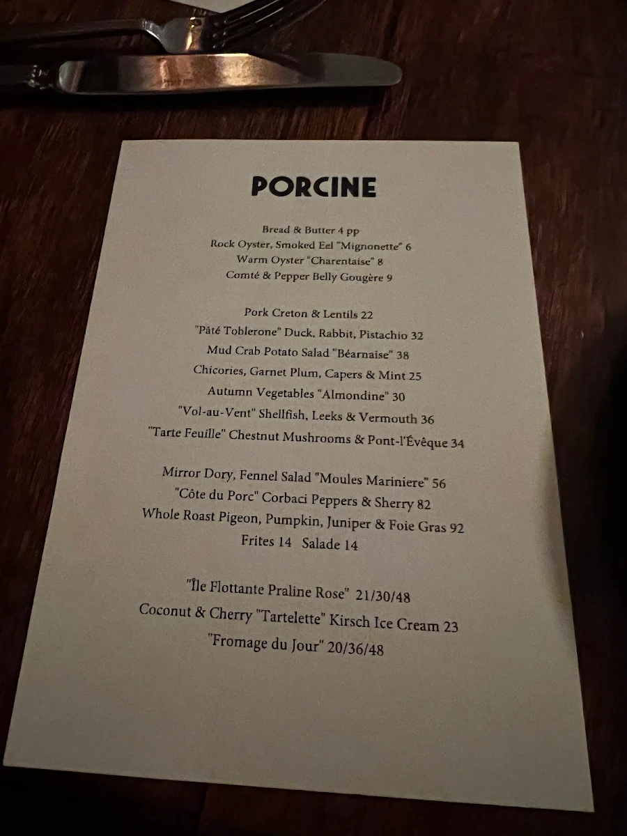 Menu, Porcine
