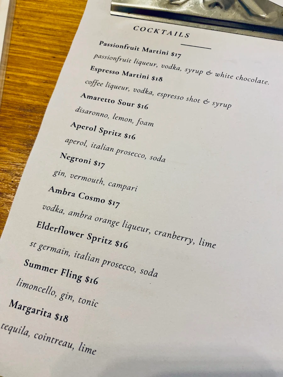 Menu, Carmine And Co.