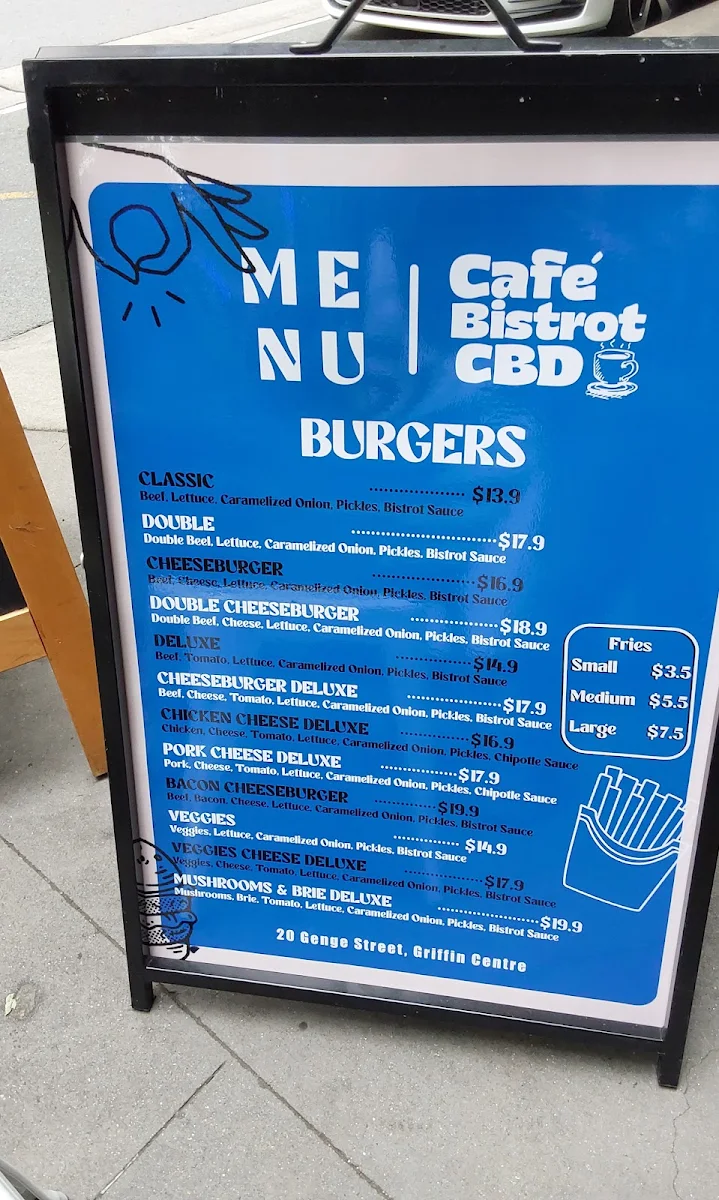 Menu, CAFE BISTROT CBD