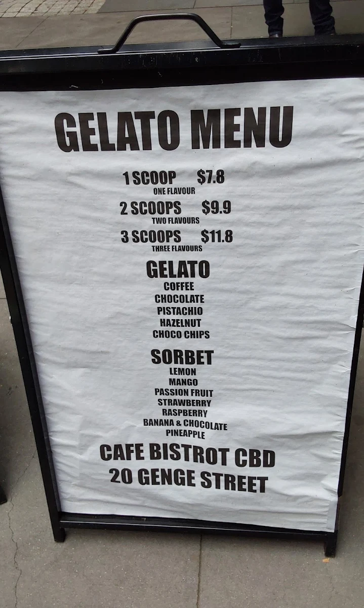 Menu, CAFE BISTROT CBD