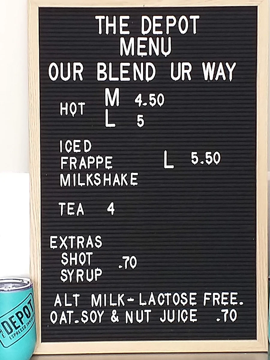 Menu, The Depot Espresso Innisfail