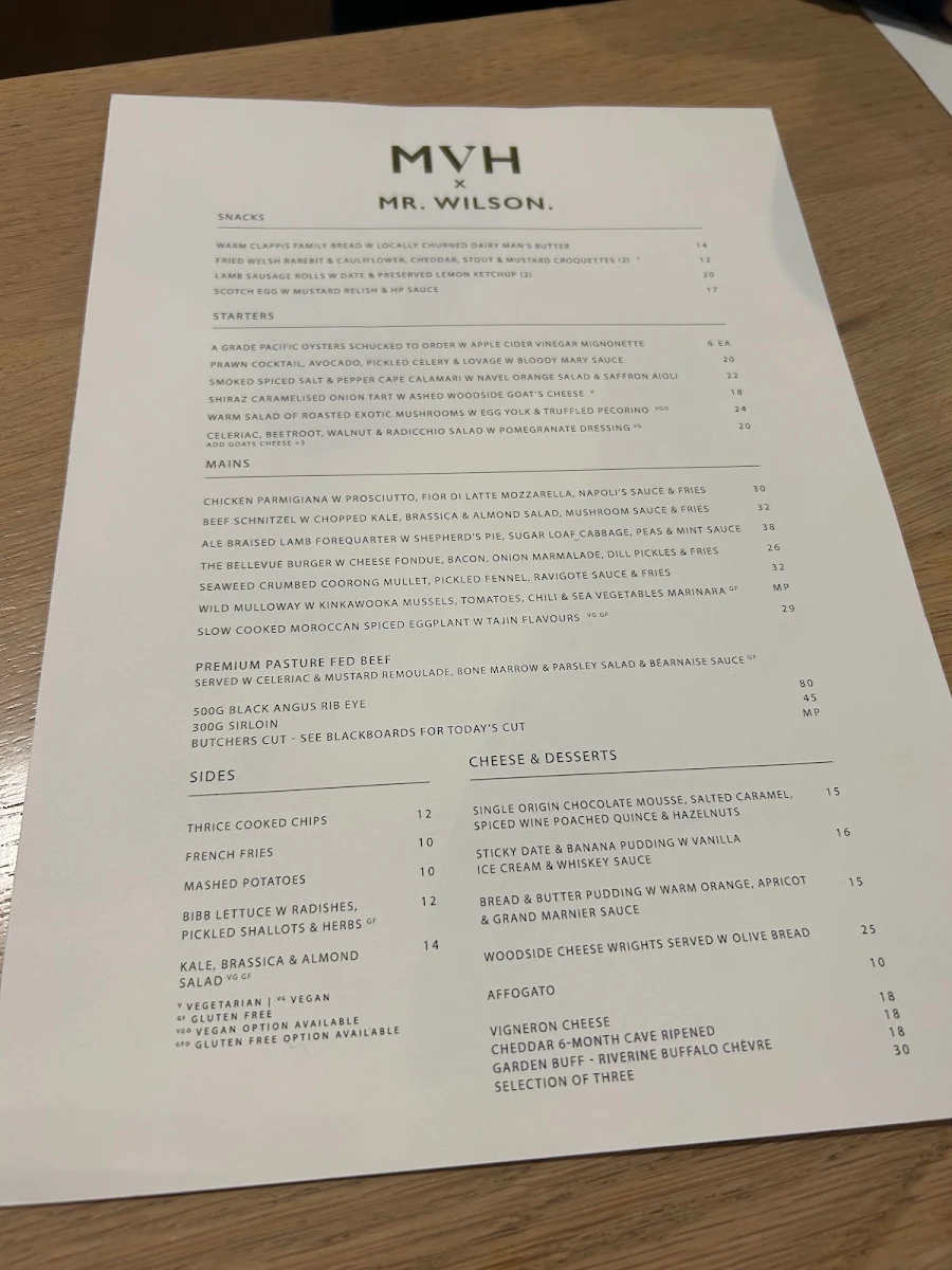 Menu, McLaren Vale Hotel