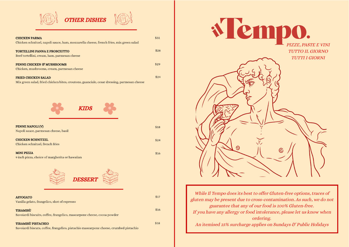 Menu, Il Tempo Melbourne