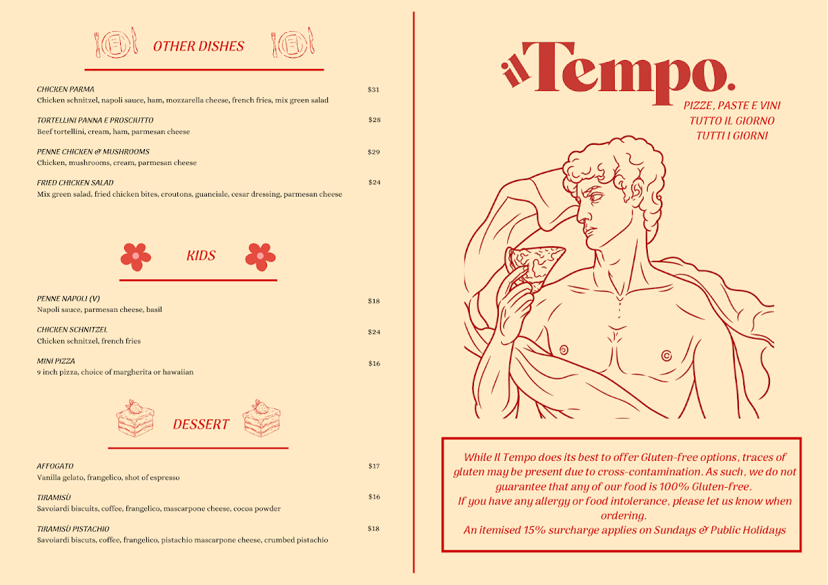 Menu, Il Tempo Melbourne