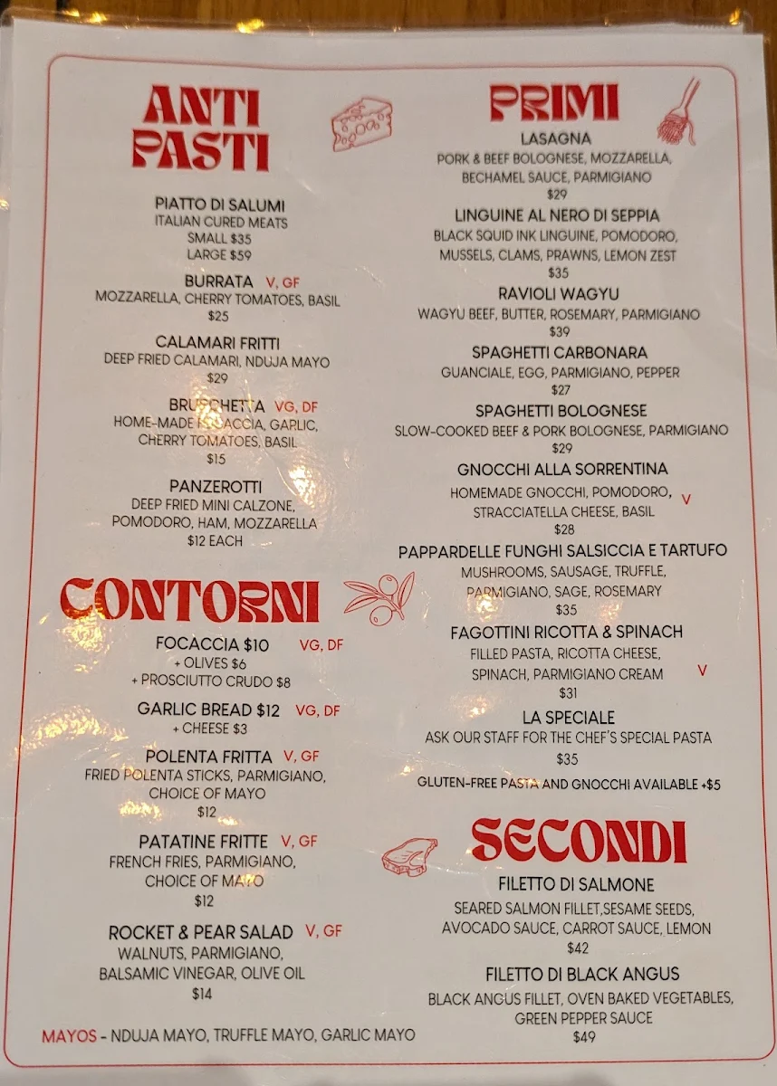 Menu, Il Tempo Melbourne