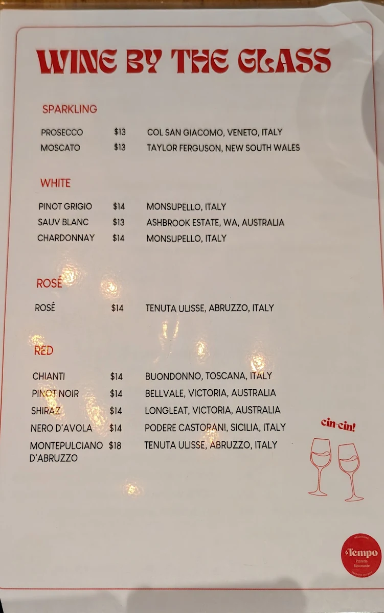 Menu, Il Tempo Melbourne