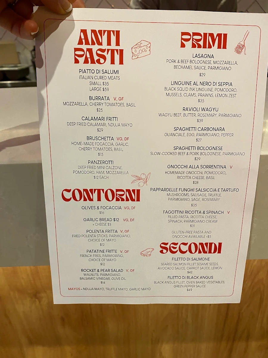 Menu, Il Tempo Melbourne