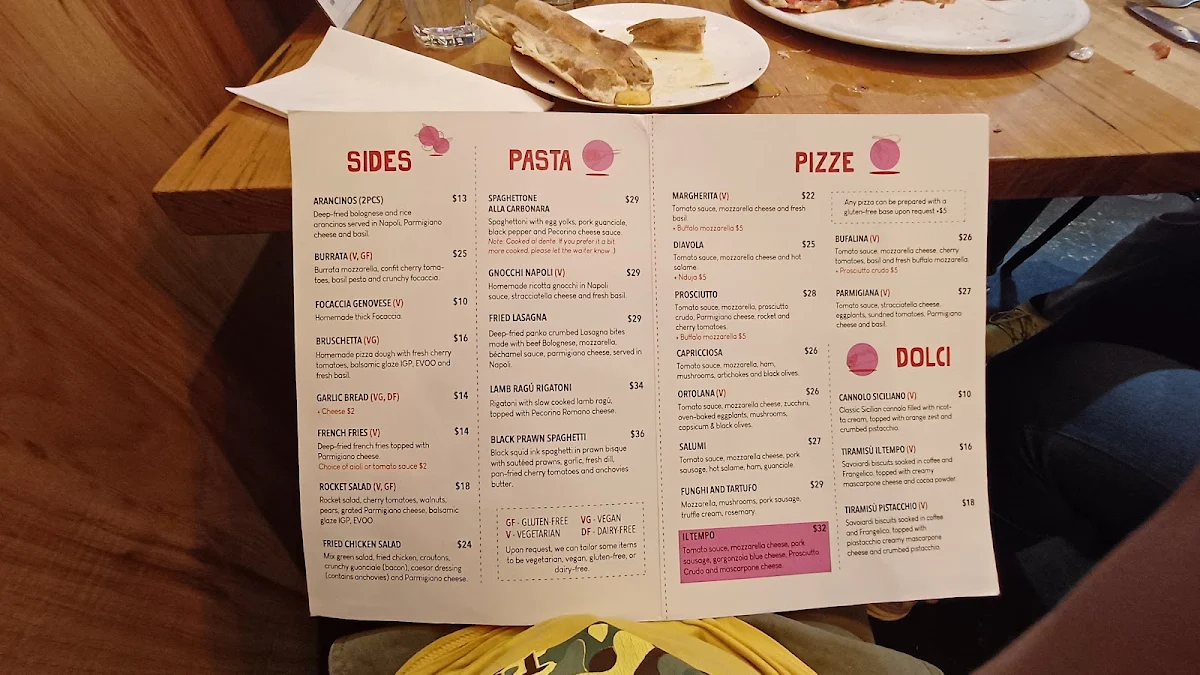Menu, Il Tempo Melbourne